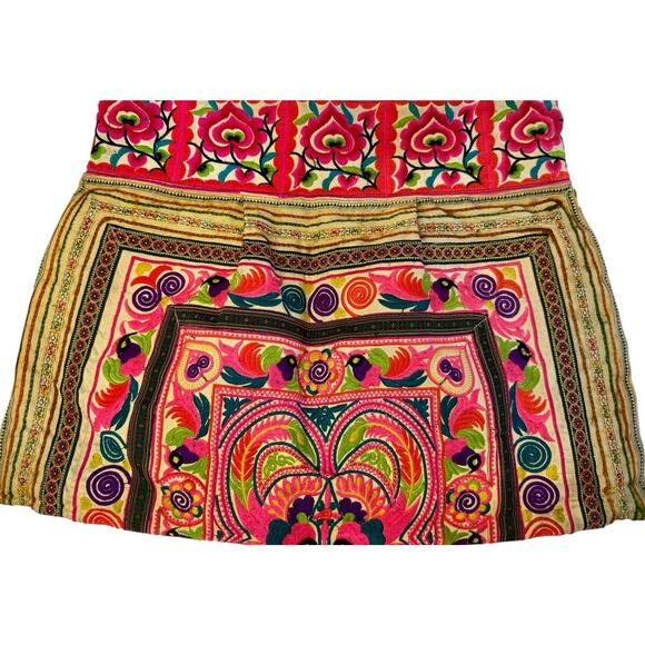 Authentic Vintage Y2K Mexican Floral Embroidered Handmade Shoulder Pom Pom Purse - Picture 7 of 13